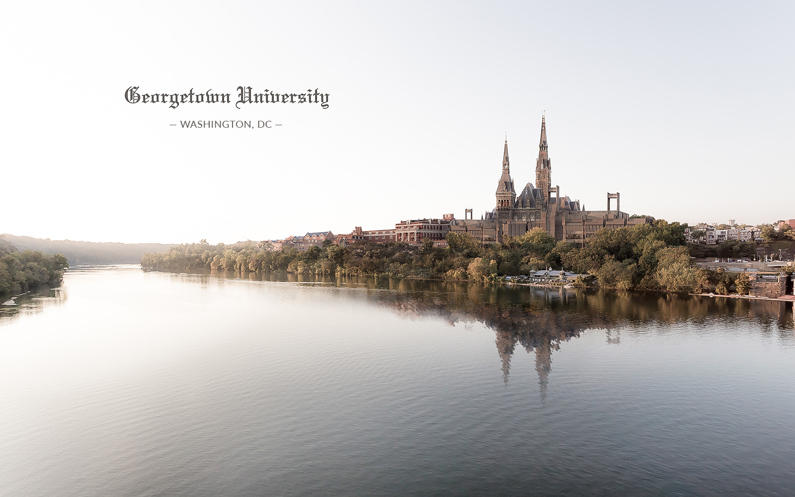 A very high resolution fantasy VAST photo of Georgetown University on the Hudson River; created in Washington, DC by Dan Piech