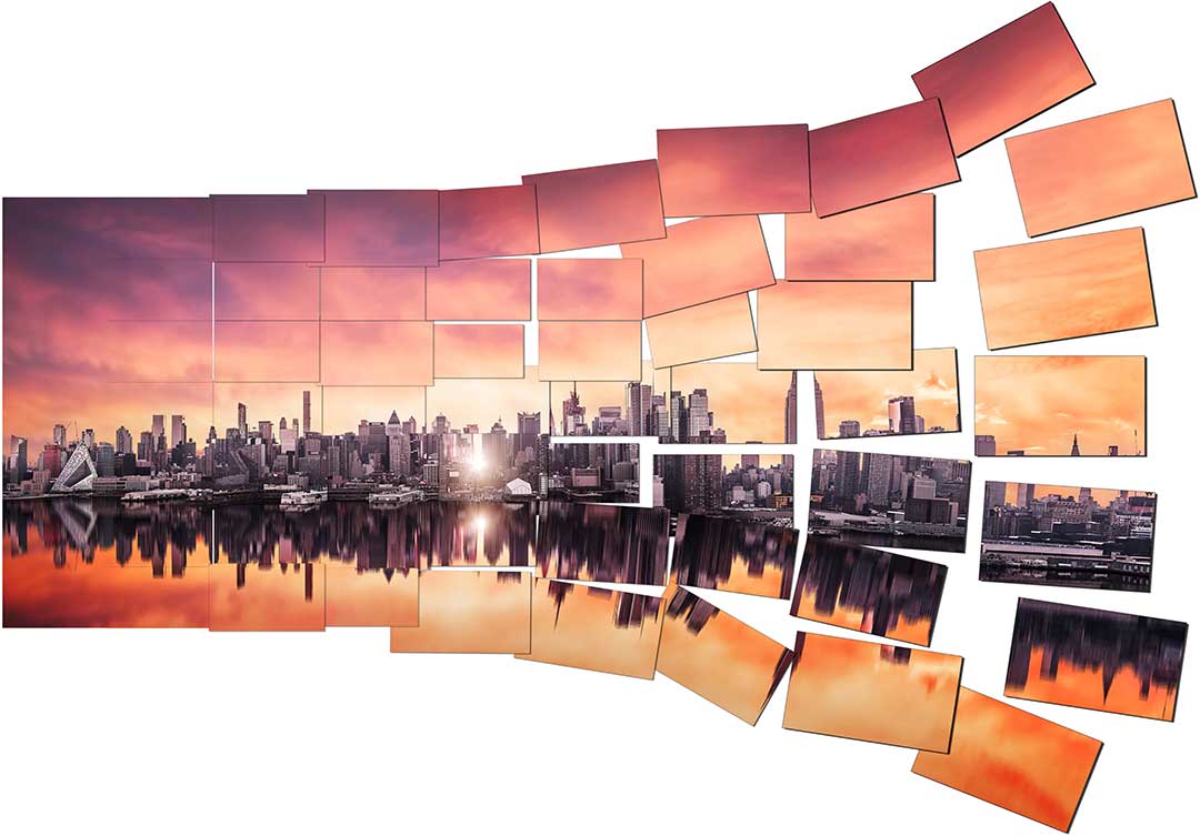 Example of the stitching technique for creating very high resolution VAST photos using photo of sunrise Manhattanhenge in New York City