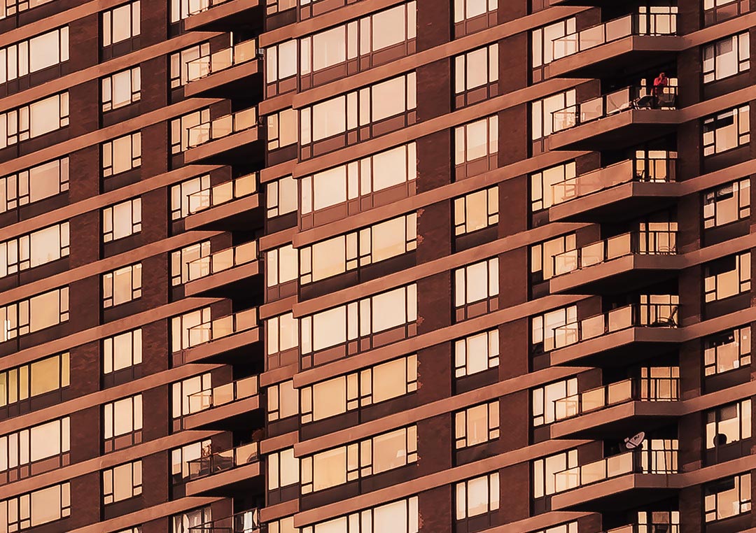 Close up of A very high resolution cityscape VAST photo of the midtown Manhattan city skyline and East River during a beautiful sunset in New York City; created by Dan Piech